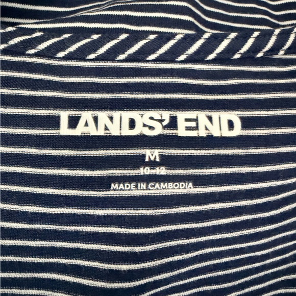 Lands' End Navy and White Striped Wrap Top - Picture 3 of 4